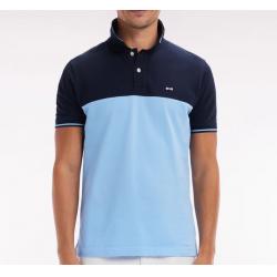 EDEN PARK - Polo à manches courtes en piqué coton col jacquard coupe droite