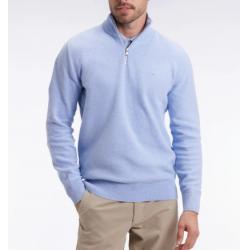 Pull col camionneur en coton nid d'abeille ciel