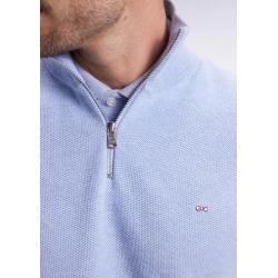 Pull col camionneur en coton nid d'abeille ciel