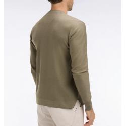 Pull marron col rond en coton et lyocell mélangés