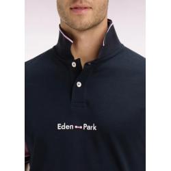 Polo marine à manches courtes en coton broderie Eden Park coupe regular