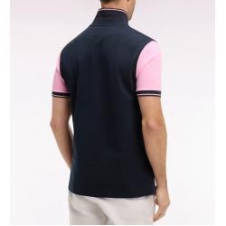 Polo marine à manches courtes en coton broderie Eden Park coupe regular