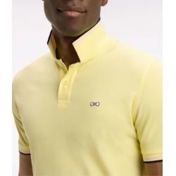 Polo jaune manches courtes en coton détails rayés coupe regular