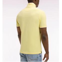 Polo jaune manches courtes en coton détails rayés coupe regular