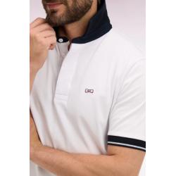 Maillot blanc broderie marine à manches courtes en coton coupe regular