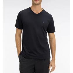 T-shirt noir col V à manches courtes