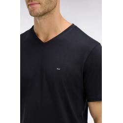 T-shirt noir col V à manches courtes