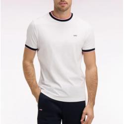 T-shirt blanc à manches courtes en coton brodé coupe regular