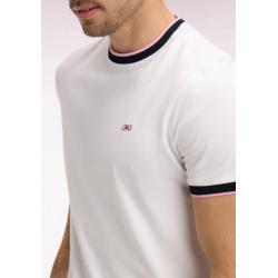 T-shirt blanc à manches courtes en coton brodé coupe regular