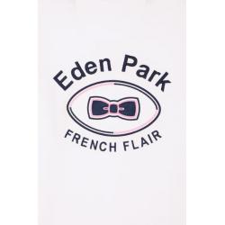 T-shirt blanc à manches courtes en coton brodé coupe regular