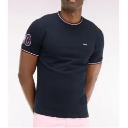 T-shirt marine à manches courtes en coton