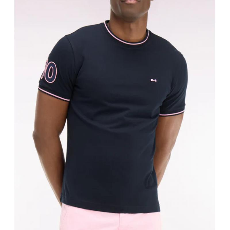 T-shirt marine à manches courtes en coton