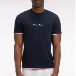 T-shirt à manches courtes en coton marine broderie Eden Park coupe regular