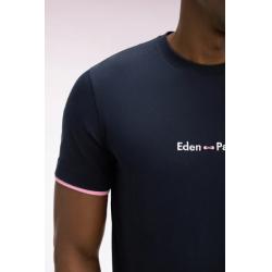 T-shirt à manches courtes en coton marine broderie Eden Park coupe regular