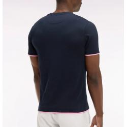 T-shirt à manches courtes en coton marine broderie Eden Park coupe regular