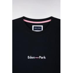 T-shirt à manches courtes en coton marine broderie Eden Park coupe regular