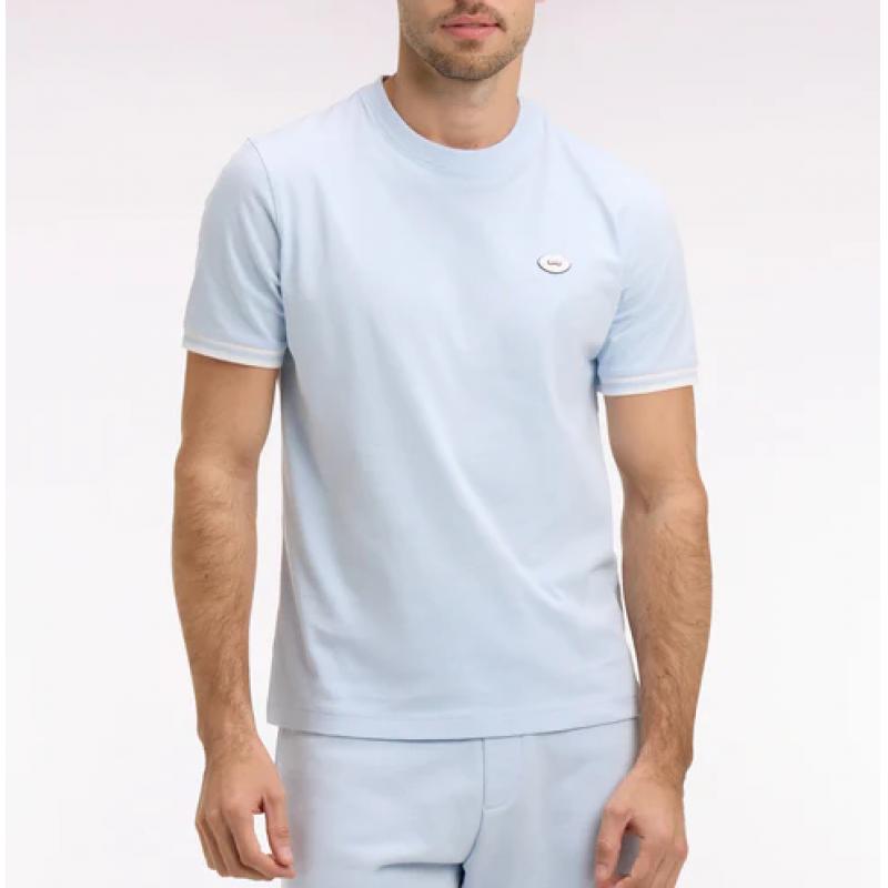 T-shirt ciel à manches courtes en coton coupe regular
