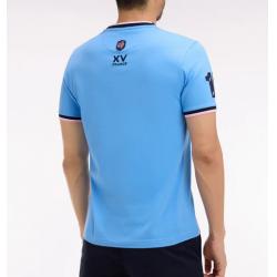 T-shirt XV de France à manches courtes en coton bleu coupe regular