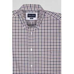 EDEN PARK - Chemise en popeline de coton à carreaux bicolore coupe Regular