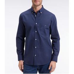 Chemise en popeline de coton à micro-motifs coupe droite