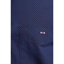 Chemise en popeline de coton à micro-motifs coupe droite