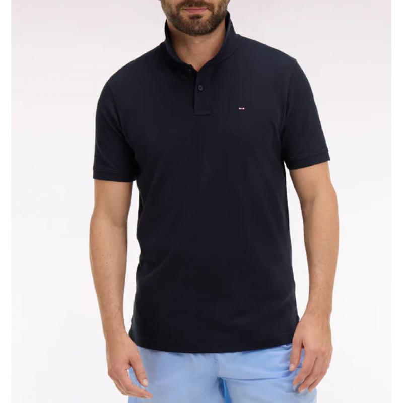 Polo marine à manches courtes en coton coupe regular