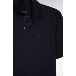 Polo marine à manches courtes en coton coupe regular