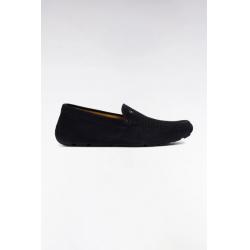 Mocassins marine en cuir suédé bleu