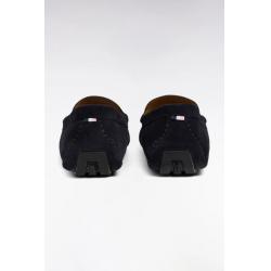 Mocassins marine en cuir suédé bleu