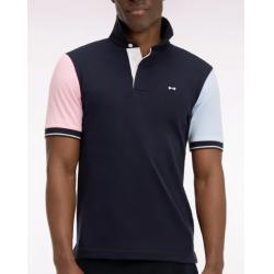 Maillot marine à manches courtes en jersey coton colorblock coupe regular