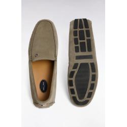 Mocassins kaki en cuir suédé