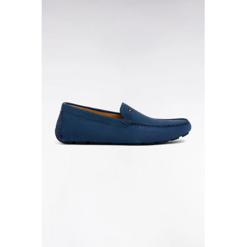 Mocassins bleu en cuir suédé