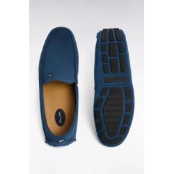 Mocassins bleu en cuir suédé