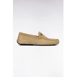 Mocassins beige en cuir suédé