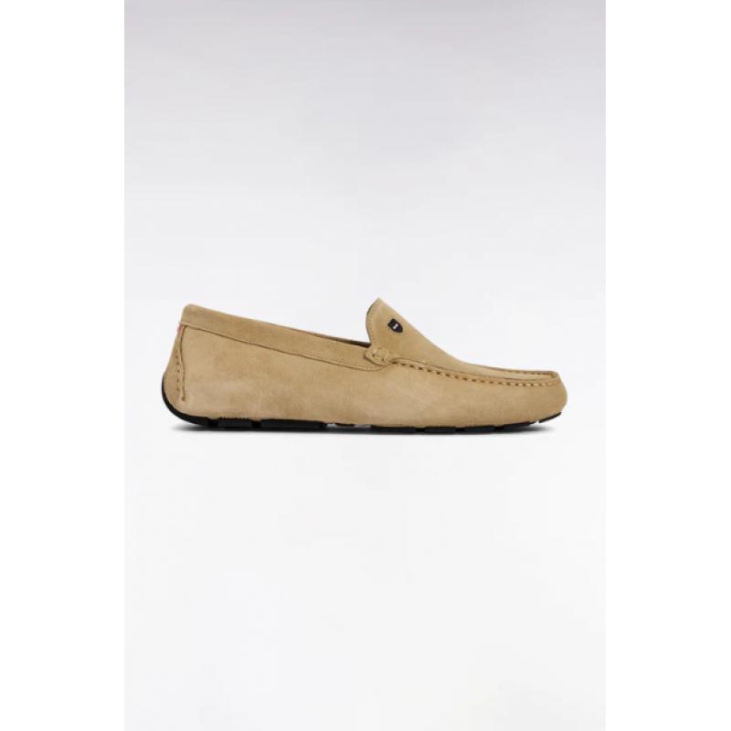 Mocassins beige en cuir suédé