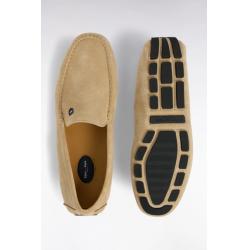 Mocassins beige en cuir suédé