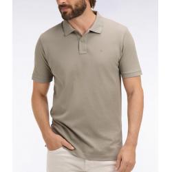 Polo kaki à manches courtes en coton coupe regular