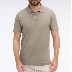 Polo kaki à manches courtes en coton coupe regular