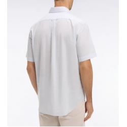 Chemise bleu ciel à manches courtes en coton jacquard rayé