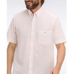 Chemise rose à manches courtes en coton jacquard rayé