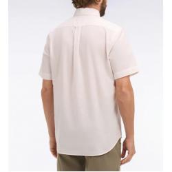 Chemise rose à manches courtes en coton jacquard rayé