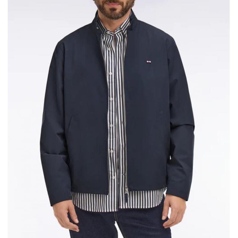 Blouson marine à col motard en nylon