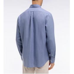 Chemise bleu en lin coupe droite