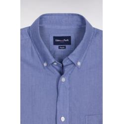 Chemise bleu en lin coupe droite