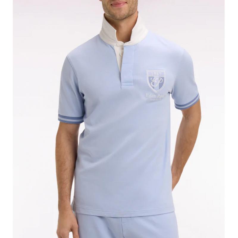 Maillot ciel à manches courtes en jersey de coton écusson brodé coupe regular
