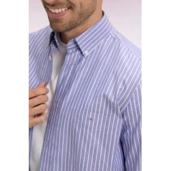 Chemise roses en coton pinpoint à rayures coupe regular