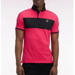 Polo fuchsia et noir à manches courtes en coton New Zealand coupe regular