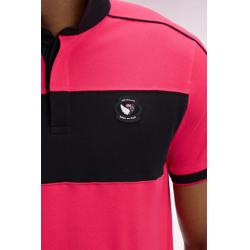 Polo fuchsia et noir à manches courtes en coton New Zealand coupe regular