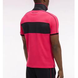 Polo fuchsia et noir à manches courtes en coton New Zealand coupe regular