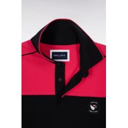 Polo fuchsia et noir à manches courtes en coton New Zealand coupe regular